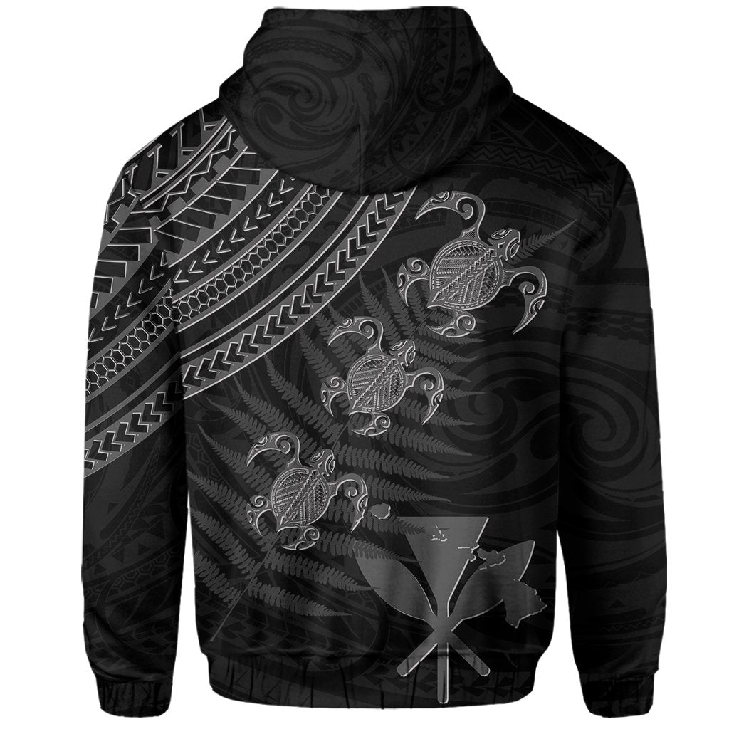 Hawaii Kanaka Turtle Fern Leaves Polynesian Hoodie Zip Quini Style - Polynesian Pride