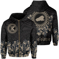 Kahoolawe Map Hibiscus Polynesian Hoodie Zip Lithe Style Unisex Grey - Polynesian Pride