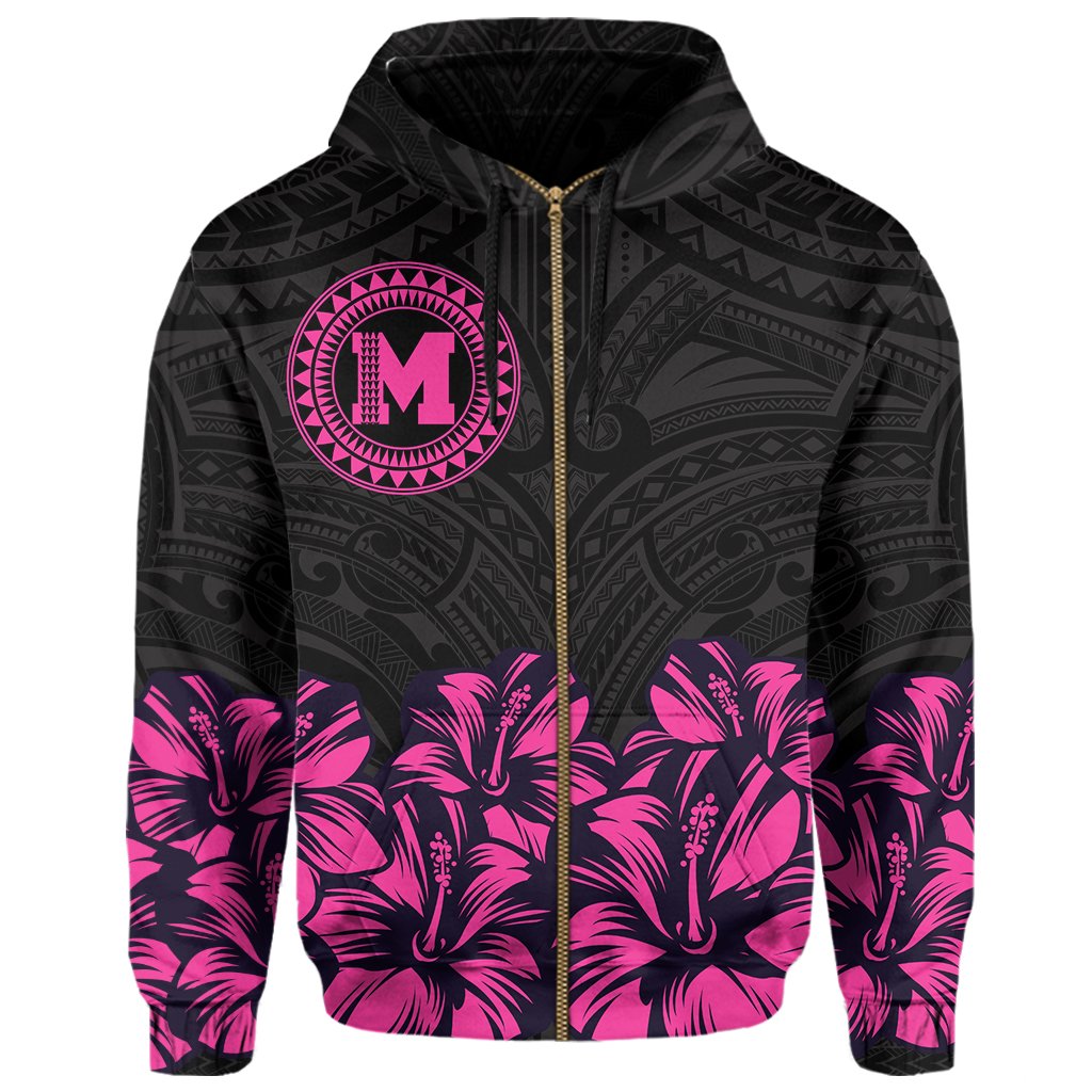 Maui Map Hibiscus Polynesian Hoodie Zip Lithe Style - Polynesian Pride