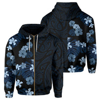 Tropical Polynesian Hawaiian Hoodie Zip Curtis Style Unisex Indigo - Polynesian Pride