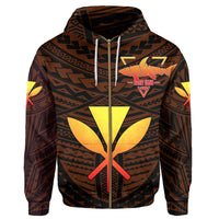 Kanaka Polynesian Hoodie Zip Orange Earth AH - Polynesian Pride