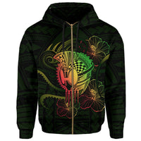 Hawaii Warrior Hibiscus Polynesian Hoodie Zip Flo Style - Polynesian Pride