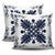 Hawaiian Quilt Maui Plant And Hibiscus Pattern Pillow Covers - Indigo White - AH - Polynesian Pride