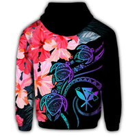 Hawaii Turtle Polynesian Tropical Hoodie (Zip up) Cora Style - Polynesian Pride