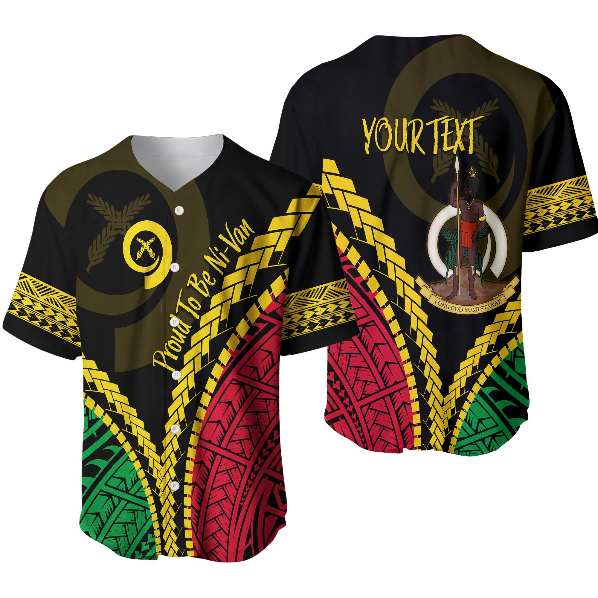 Vanuatu Personalised Baseball Jersey Proud Ni - Van Special Version LT7 Black - Polynesian Pride