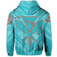 Hawaiian Kanaka Map Football Jersey Hoodie Cyan Roger Style - Polynesian Pride