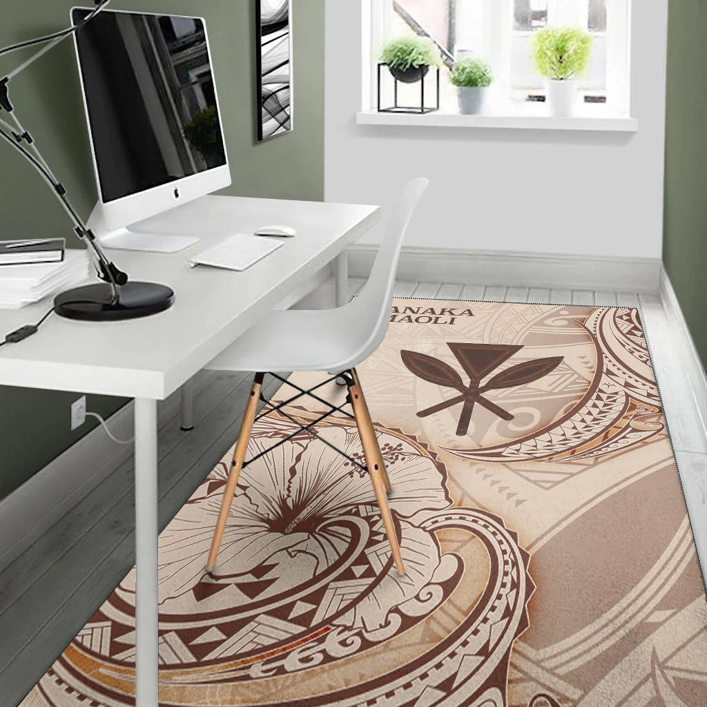 Hawaii Kanaka Maoli Area Rug - Hibiscus Flowers Vintage Style - Polynesian Pride