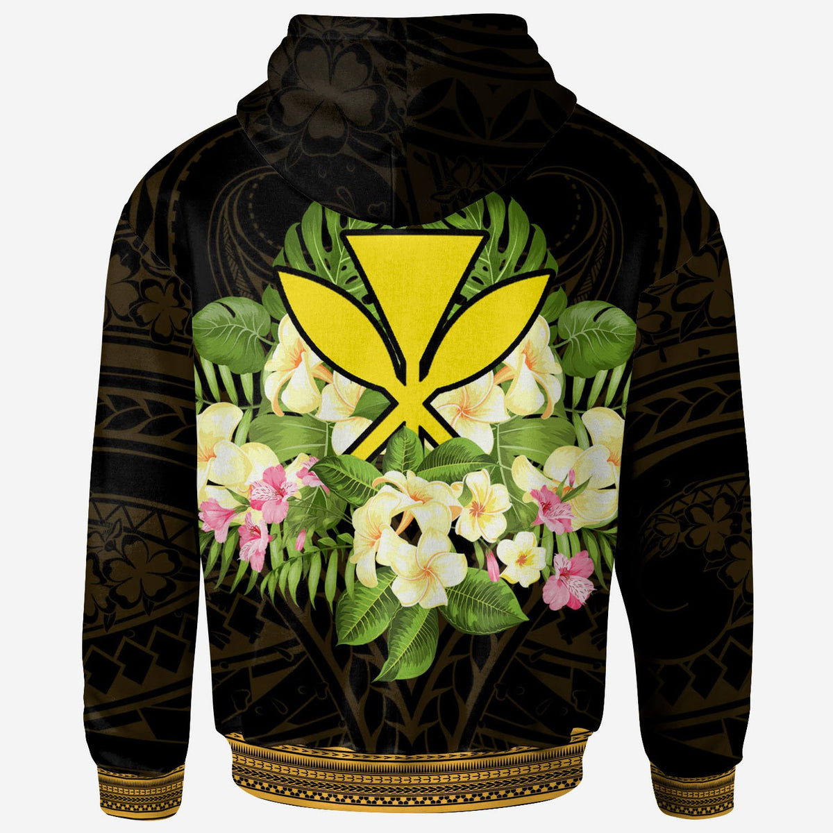Hawaii Kanaka Maoli Zip Hoodie Polynesian Gold Patterns Collection - Polynesian Pride