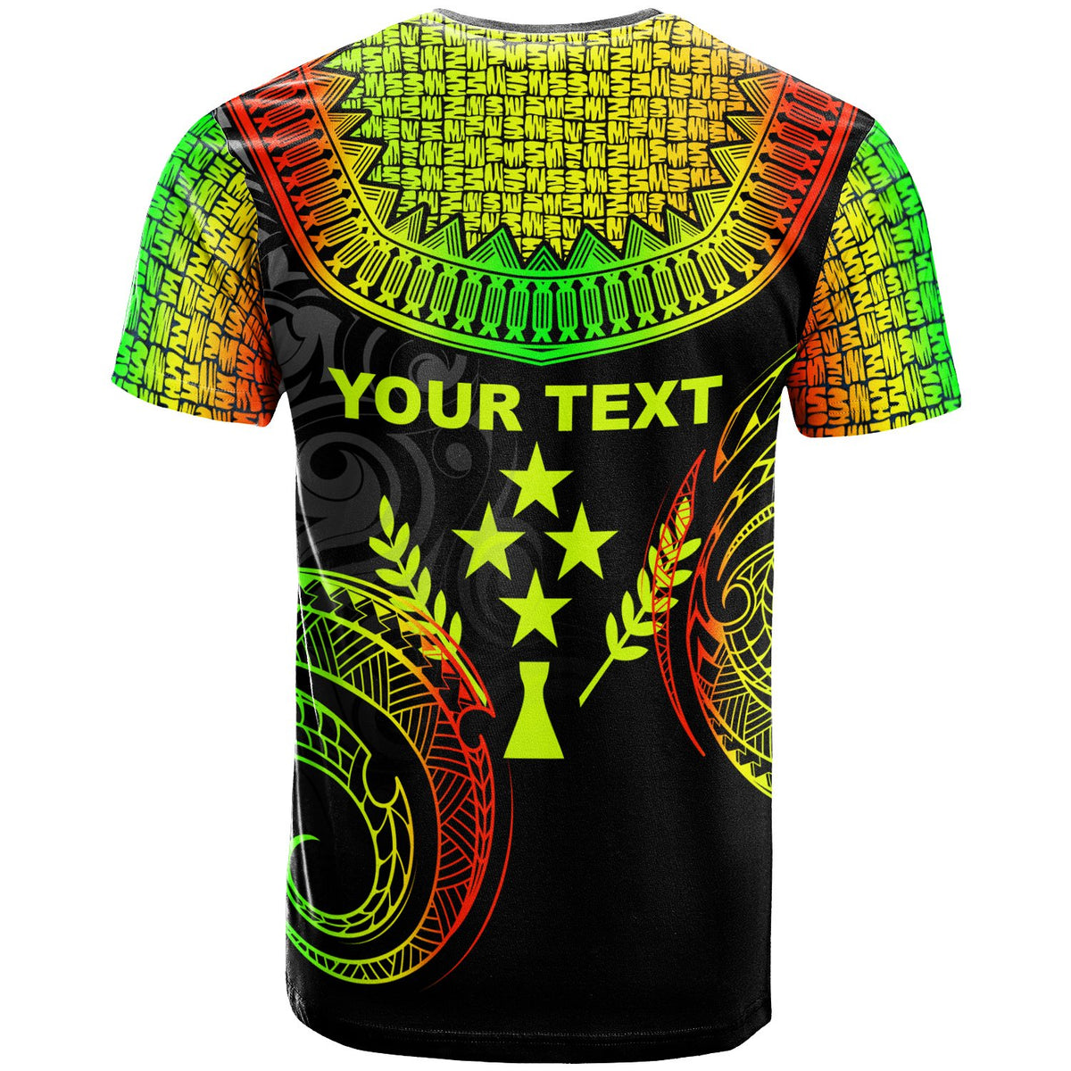 Kosrae Custom T ShirtS Unique Serrated Texture Reggae Color - Polynesian Pride