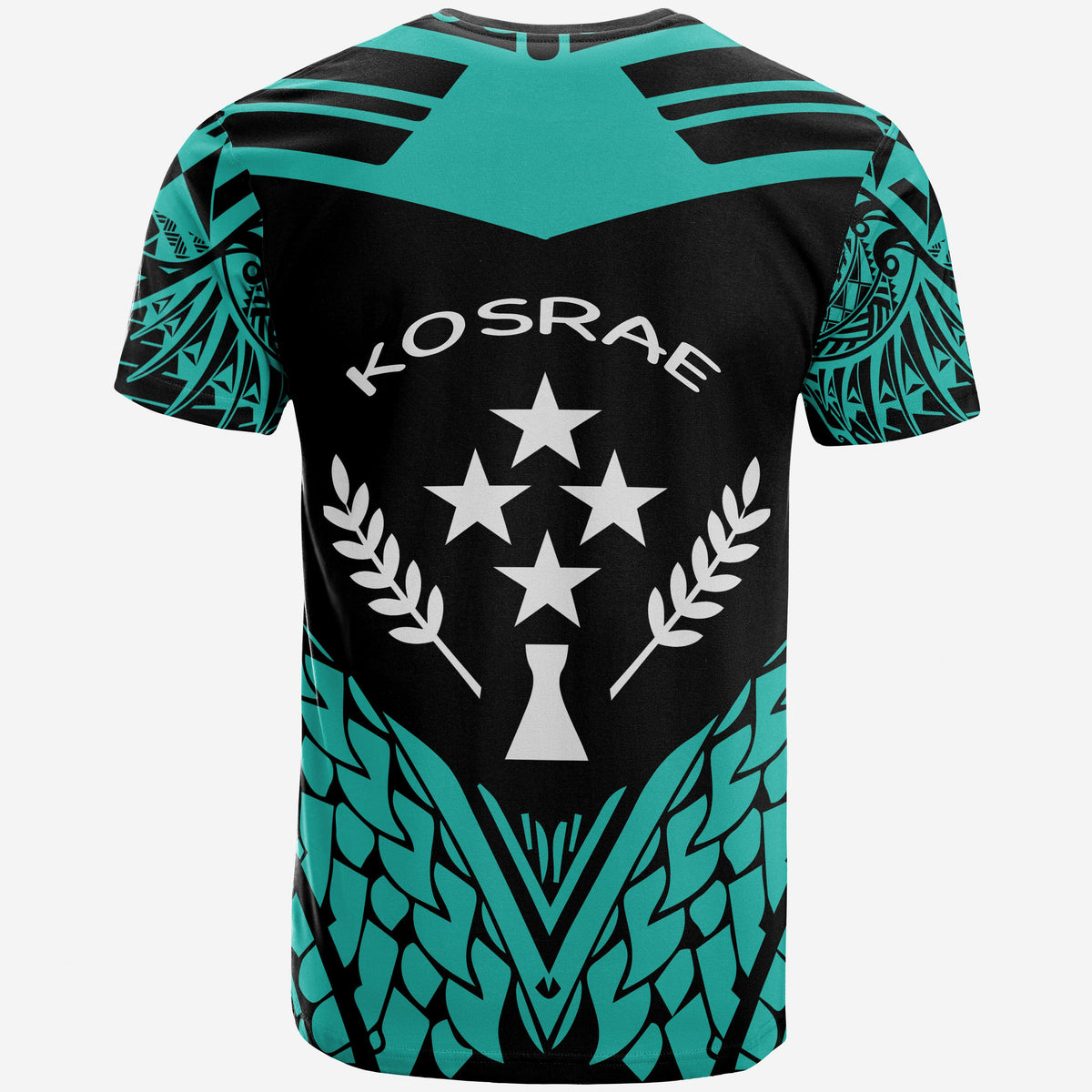Kosrae Custom T Shirt Unique Eagle Feather Texture Black Blue - Polynesian Pride