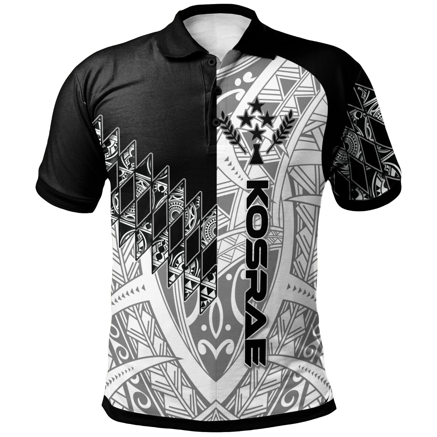 Kosrae Polo Shirt Symmetry Style Unisex Black - Polynesian Pride