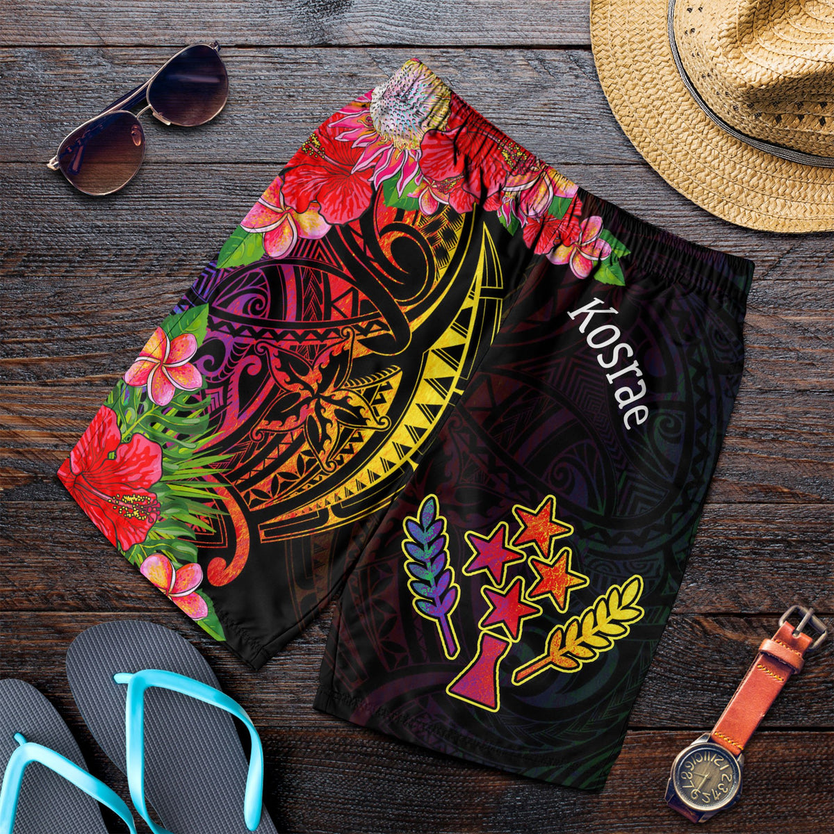 Kosrae State Men's Shorts - Tropical Hippie Style - Polynesian Pride