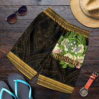Kosrae State Men's Shorts - Polynesian Gold Patterns Collection Black - Polynesian Pride