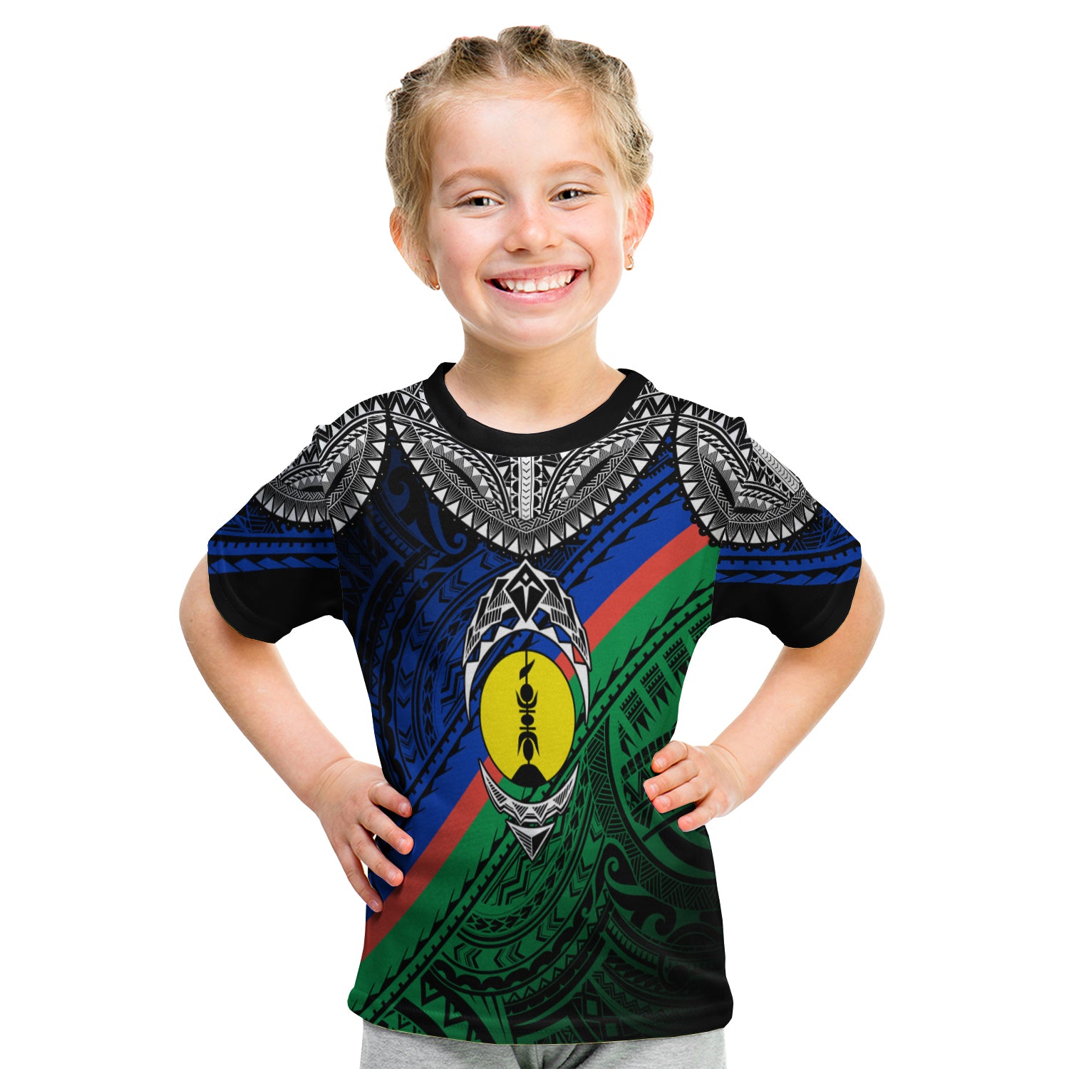New Caledonia Emblem With Kagu Bird Polynesian Kid T Shirt LT7 Youth XL Size14 - Polynesian Pride