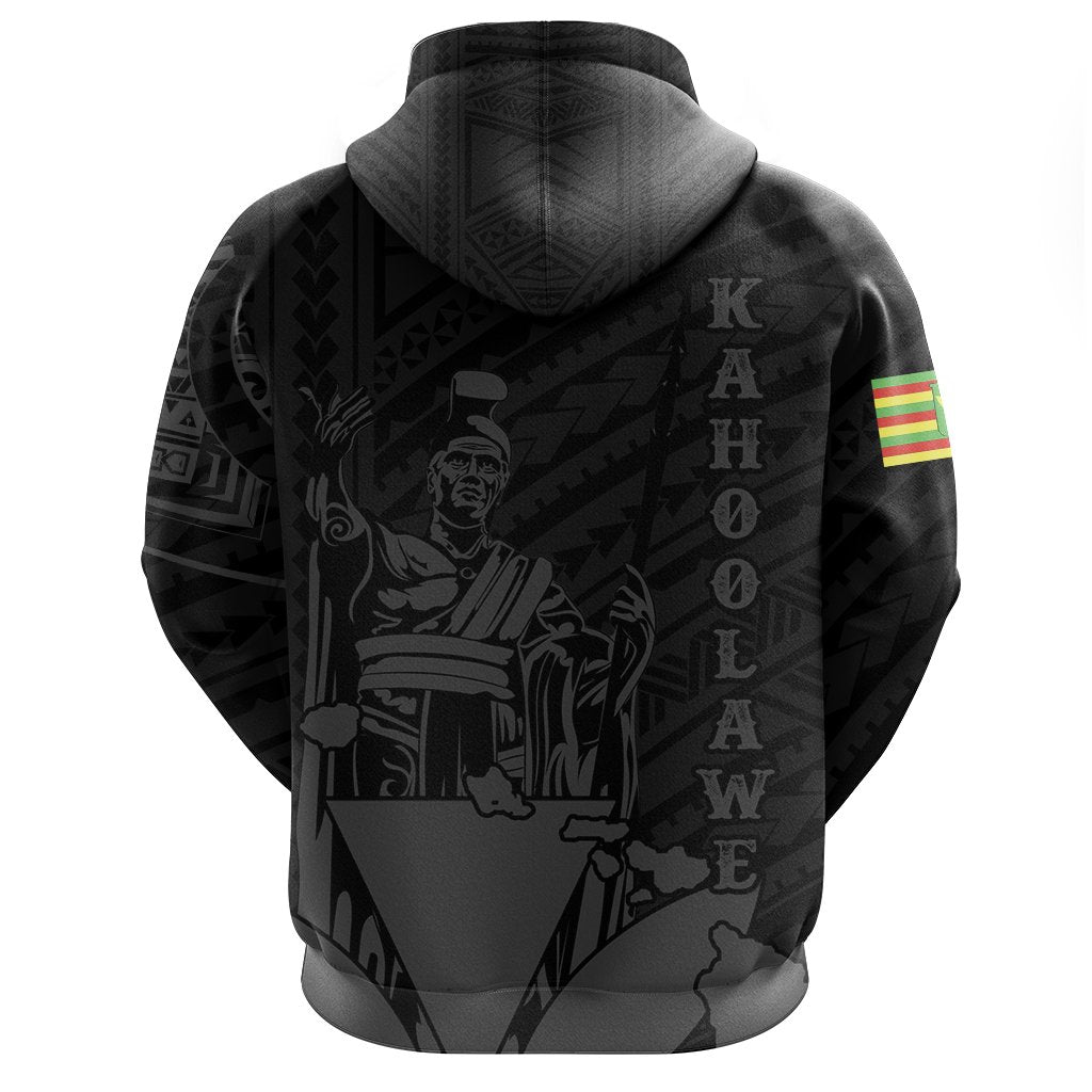 Hawaiian King Kanaka Map Polynesian Kahoolawe Hoodie Zip Grey Hala Style - Polynesian Pride