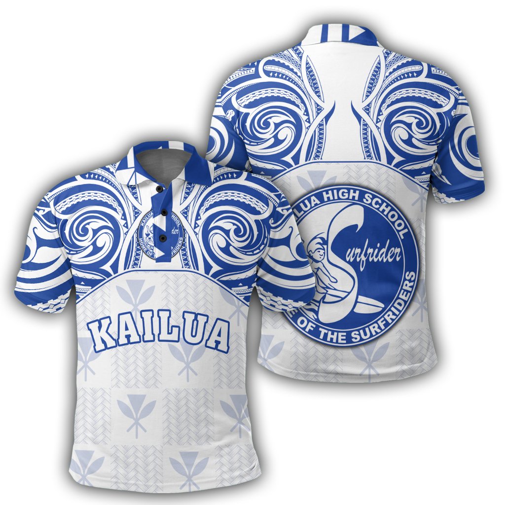 Hawaii Polo Shirt Kanaka Kailua High School Polo Shirt Demodern Style Unisex White - Polynesian Pride