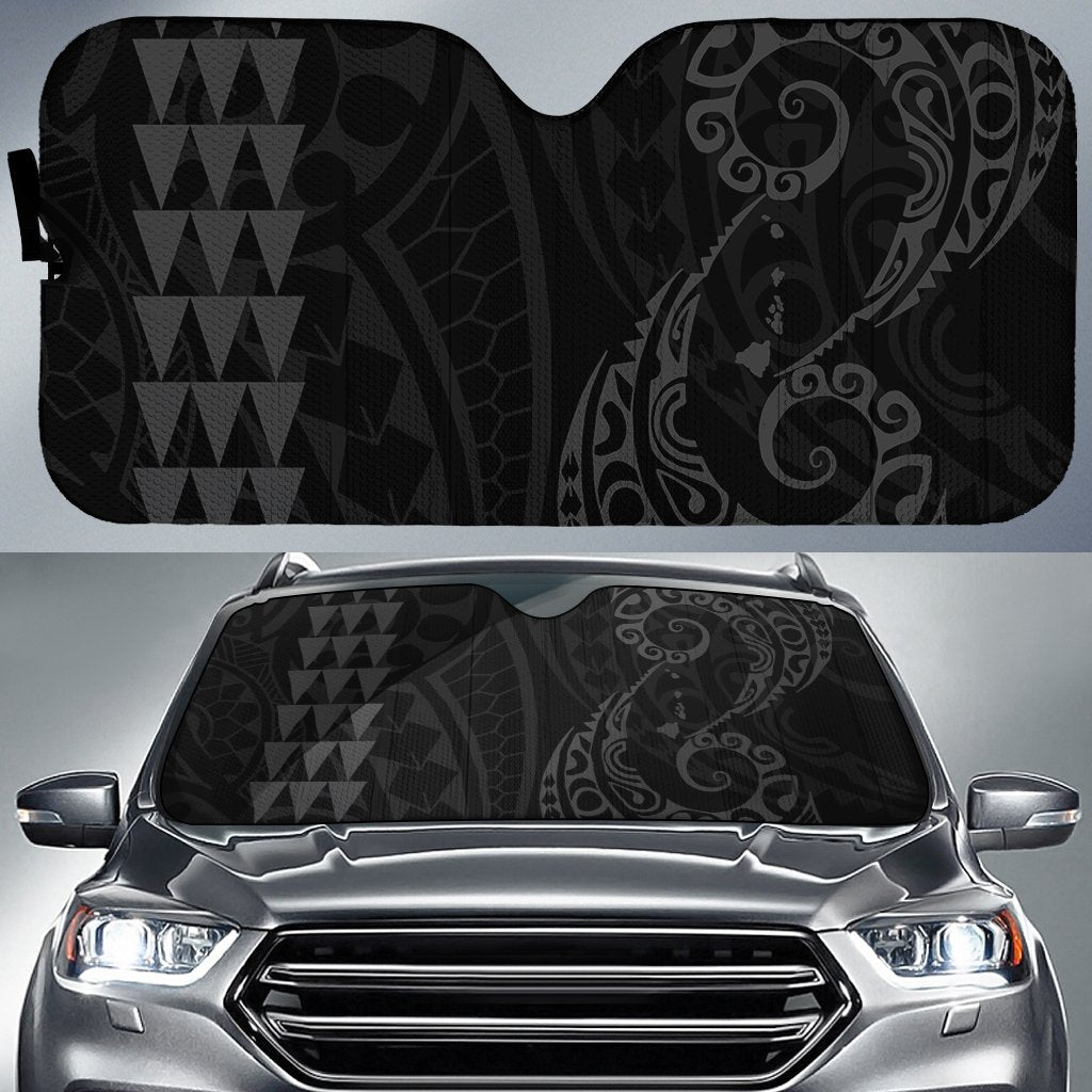 Kakau Polynesia Hawaii Car Sun Shade Auto Sun Shade Universal Fit Gray - Polynesian Pride
