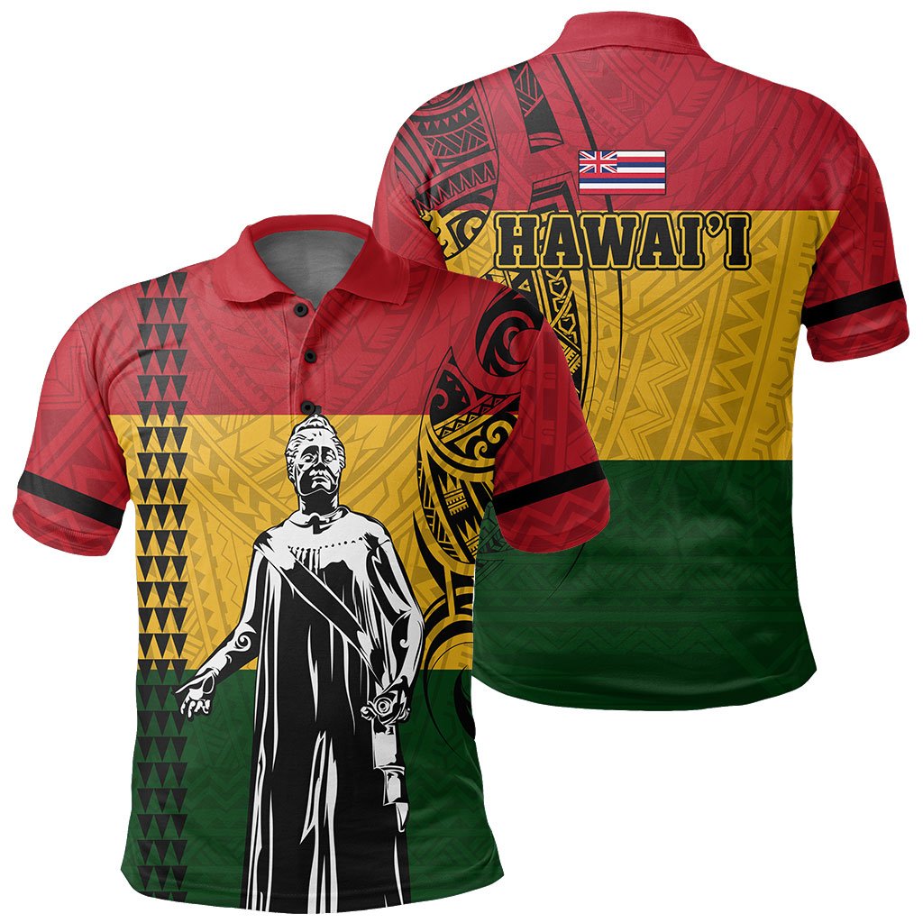 Hawaii Kanaka Flag Polynesian Queen Liliuokalani Polo Unisex Red - Polynesian Pride