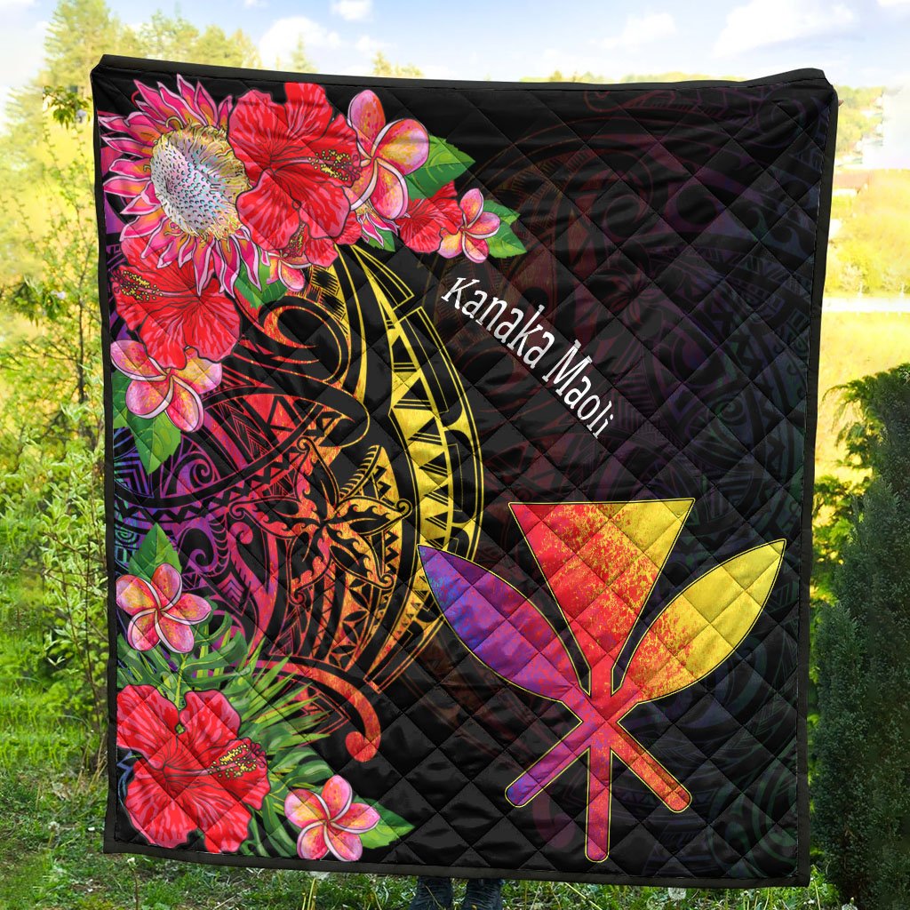 Hawaii Kanaka Maoli Premium Quilt - Tropical Hippie Style - Polynesian Pride