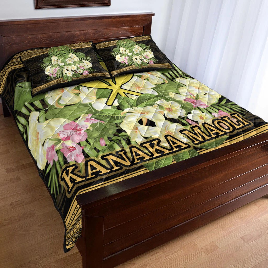 Hawaii Kanaka Maoli Quilt Bed Set - Polynesian Gold Patterns Collection - Polynesian Pride
