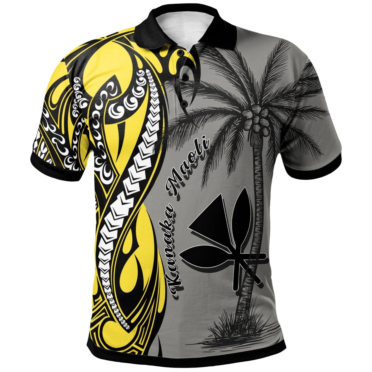 Kanaka Maoli Polo Shirt Classical Coconut Tree Unisex Gray - Polynesian Pride