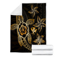 Kanaka Map Hibiscus Plumeria Turtle Art Polynesian Premium Blankets Gold - AH - Polynesian Pride