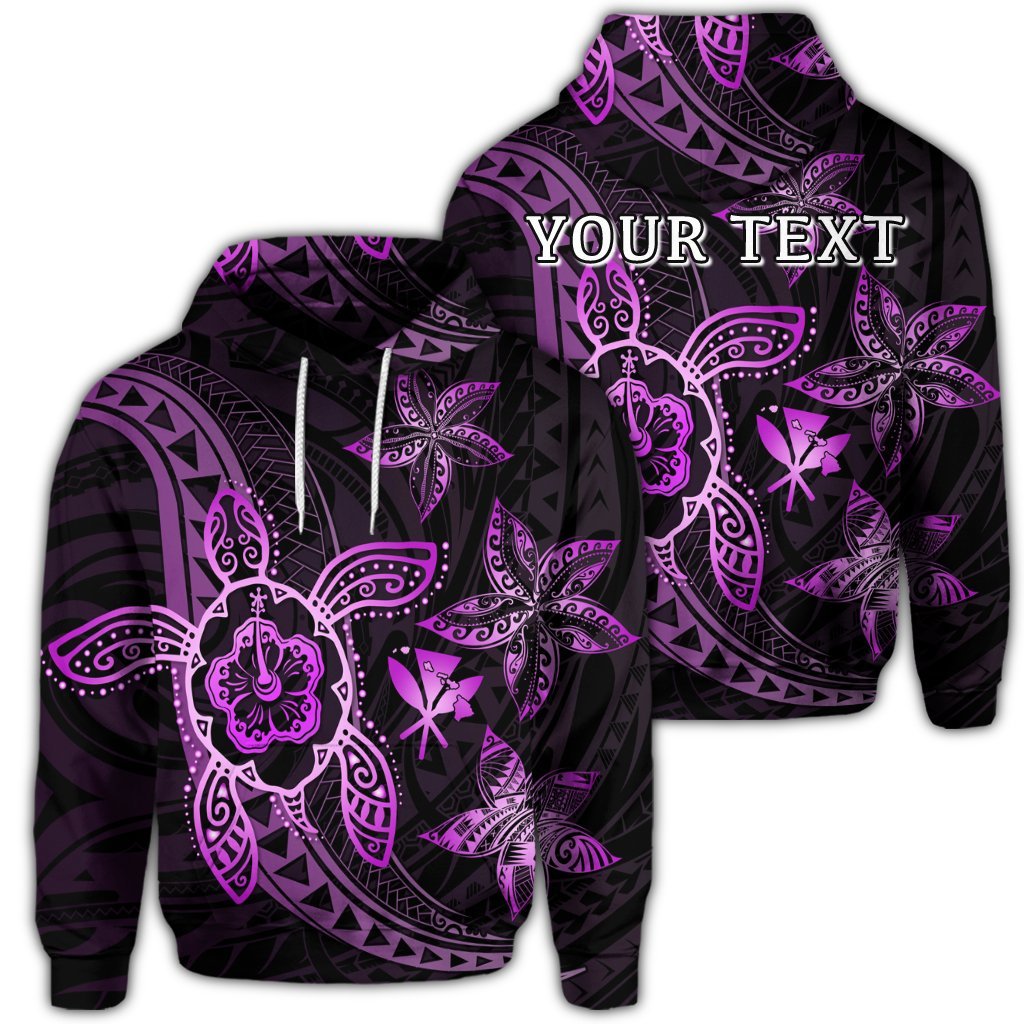 Custom Kanaka Map Hibiscus Plumeria Turtle Art Pink Polynesian Hoodie Unisex Art - Polynesian Pride