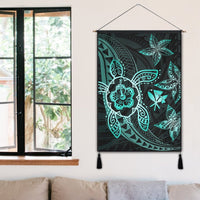 Kanaka Map Hibiscus Plumeria Turtle Art Turquoise Polynesian Hanging Poster - AH - Polynesian Pride