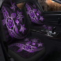 Kanaka Map Hibiscus Plumeria Turtle Art Violet Polynesian Car Seat Covers - AH - Polynesian Pride