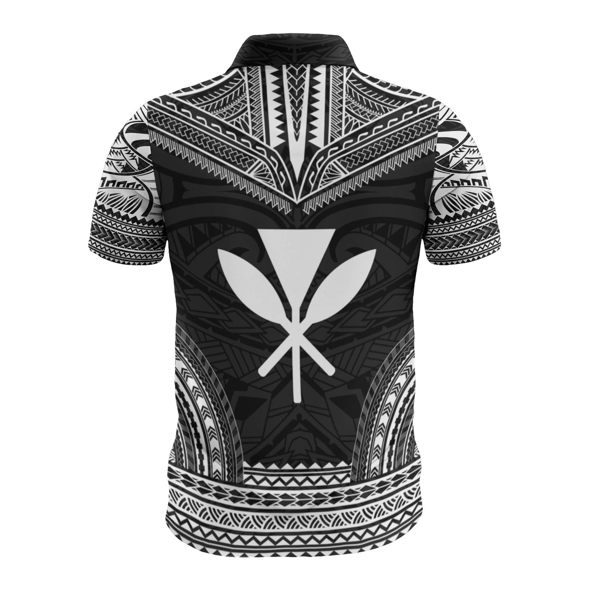 Hawaii Custom Polo Shirt Kanaka Maoli Polynesian Chief Tattoo Black Version - Polynesian Pride