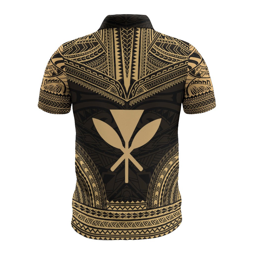 Kosrae Polo Shirt Kosrae Flag Polynesian Chief Tattoo Gold Version - Polynesian Pride