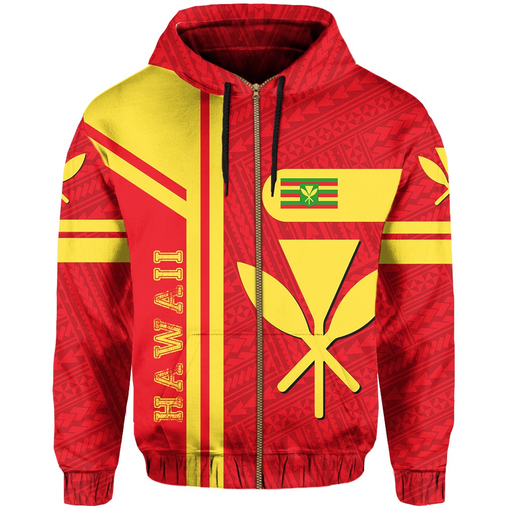 Kanaka Maoli Flag Polynesian Zipper Hoodie Morale Style - Polynesian Pride