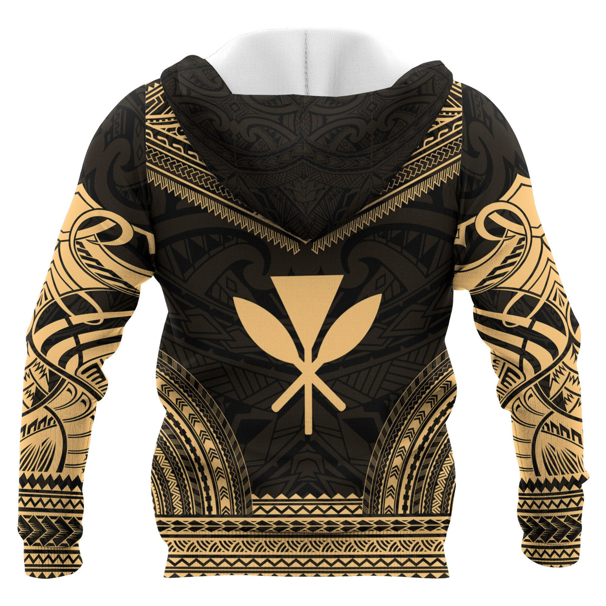 Kanaka Maoli Polynesian Chief Custom Hoodie Gold Version Unisex Gold - Polynesian Pride