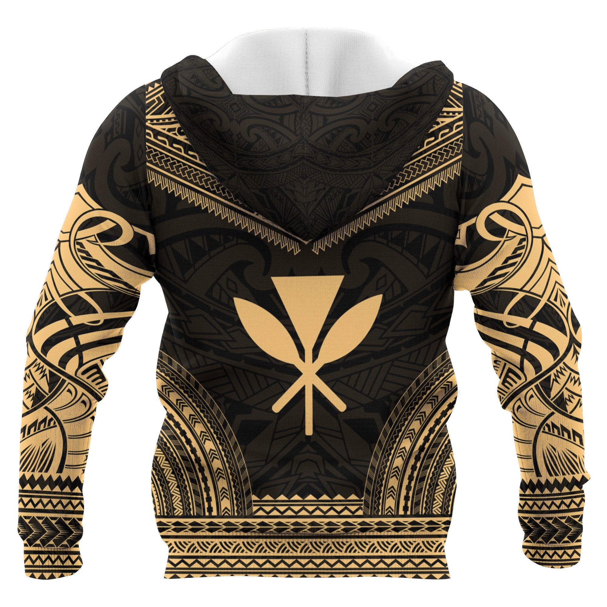 Kanaka Maoli Polynesian Chief Custom Hoodie Gold Version Unisex Gold - Polynesian Pride