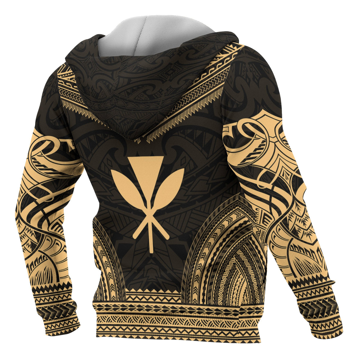 Kanaka Maoli Polynesian Chief Custom Zip up Hoodie Gold Version - Polynesian Pride