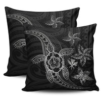 Kanaka Map Hibiscus Plumeria Turtle Art Gray Polynesian Pillow Covers One Size Zippered Pillow Cases 18"x 18" (Twin Sides) (Set of 2) Gray - Polynesian Pride