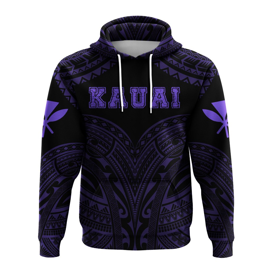 Hawaiian Kanaka Map Polynesian Kauai Hoodie Purple Brad Style - Polynesian Pride