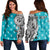 (Personalised) Hawaii - King Kekaulike High Tribal Kakau Women's Off Shoulder Sweatshirt AH Turquoise - Polynesian Pride