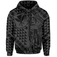 Hawaii Hoodie King Kakau Kanaka Gray - Polynesian Pride
