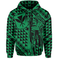 Hawaii Hoodie King Kakau Kanaka Green - Polynesian Pride