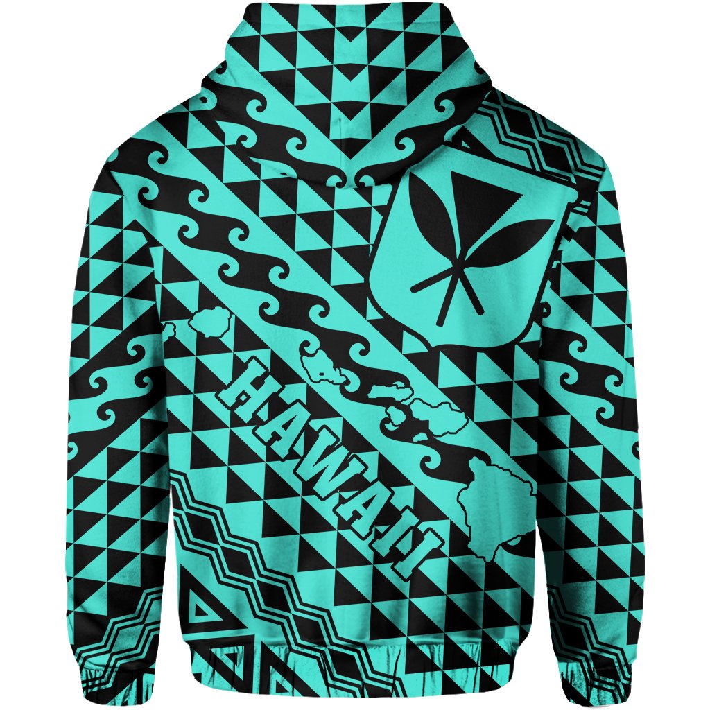 Hawaii Hoodie King Kakau Kanaka Turquoise - Polynesian Pride