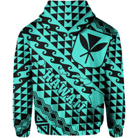 Hawaii Hoodie King Kakau Kanaka Turquoise - Polynesian Pride