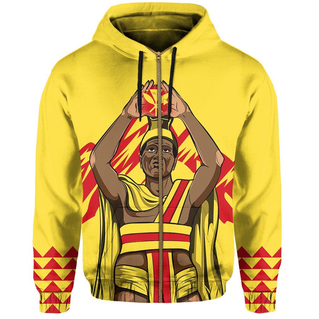 King Kanaka Kauka Zipper Hoodie Yellow - Polynesian Pride