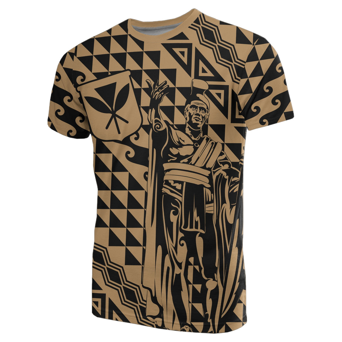 Hawaii T Shirt King Kakau Kanaka Gold - Polynesian Pride