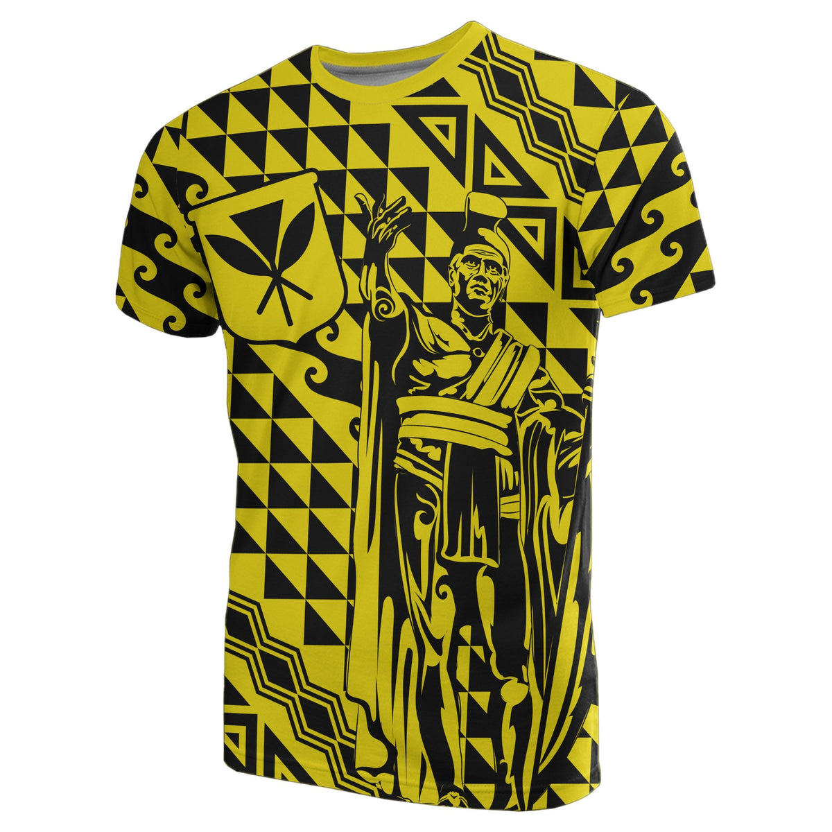 Hawaii T Shirt King Kakau Kanaka Yellow - Polynesian Pride