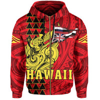 Hawaii Hoodie Zip King Mauna Kea Flag - Polynesian Pride
