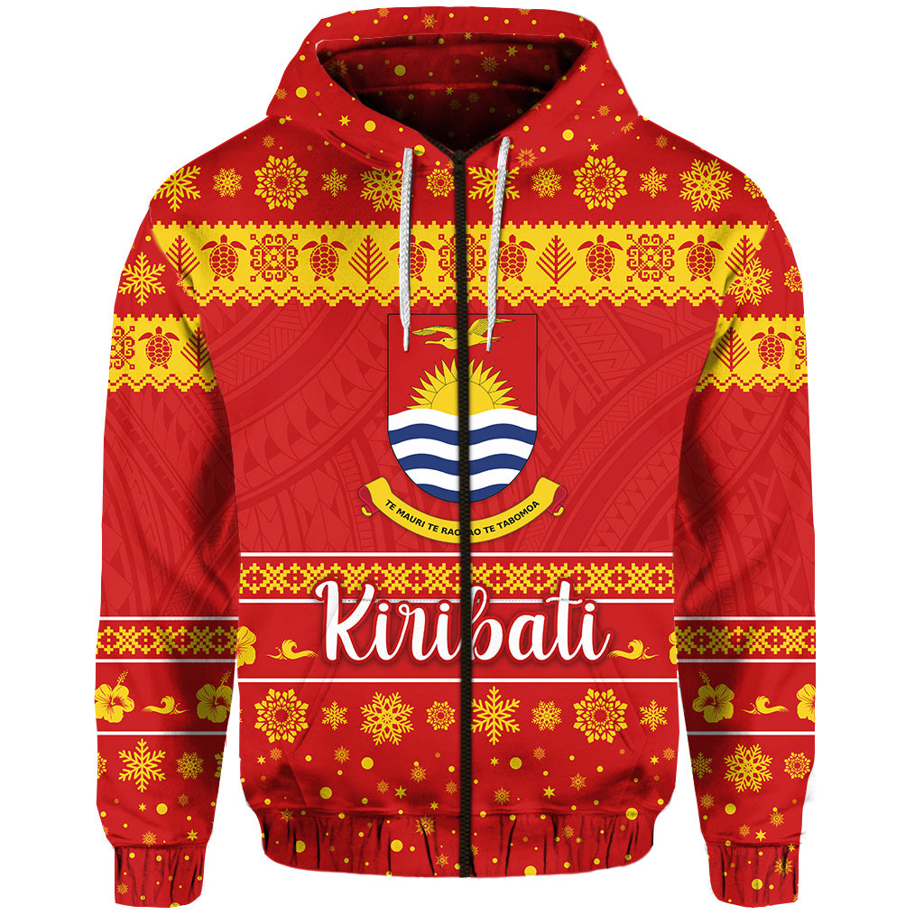 Custom Kiribati Christmas Zip Hoodie Simple Style LT8 - Polynesian Pride