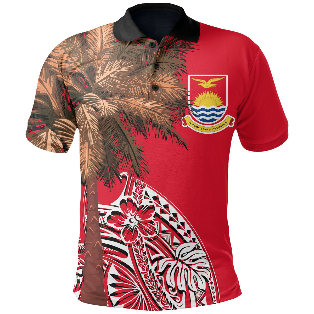 Kiribati Polo Shirt Polynesian Palm Tree Flag Unisex Red - Polynesian Pride