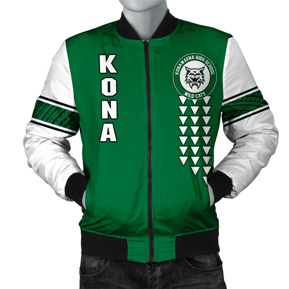 (Personalized) Hawaii Bomber Jacket - Konawaena High Custom Your Class Bomber Jacket AH Green Unisex - Polynesian Pride