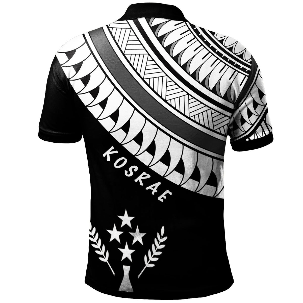 Kosrae Custom Polo Shirt Ginger Lei Pattern White - Polynesian Pride